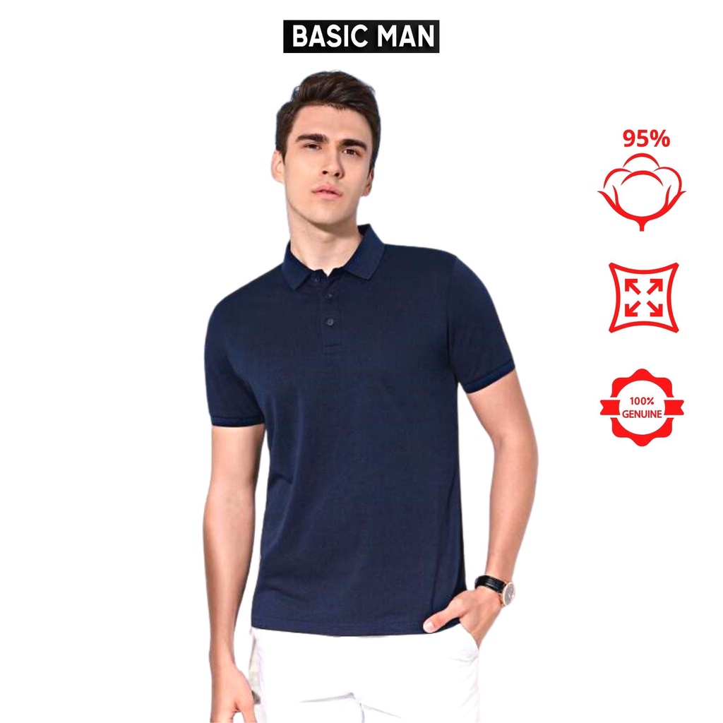 ( Xả Kho) Áo polo nam cổ bẻ BASIC MAN vải cá sấu Cotton trẻ trung 5 màu - PLOBM 99