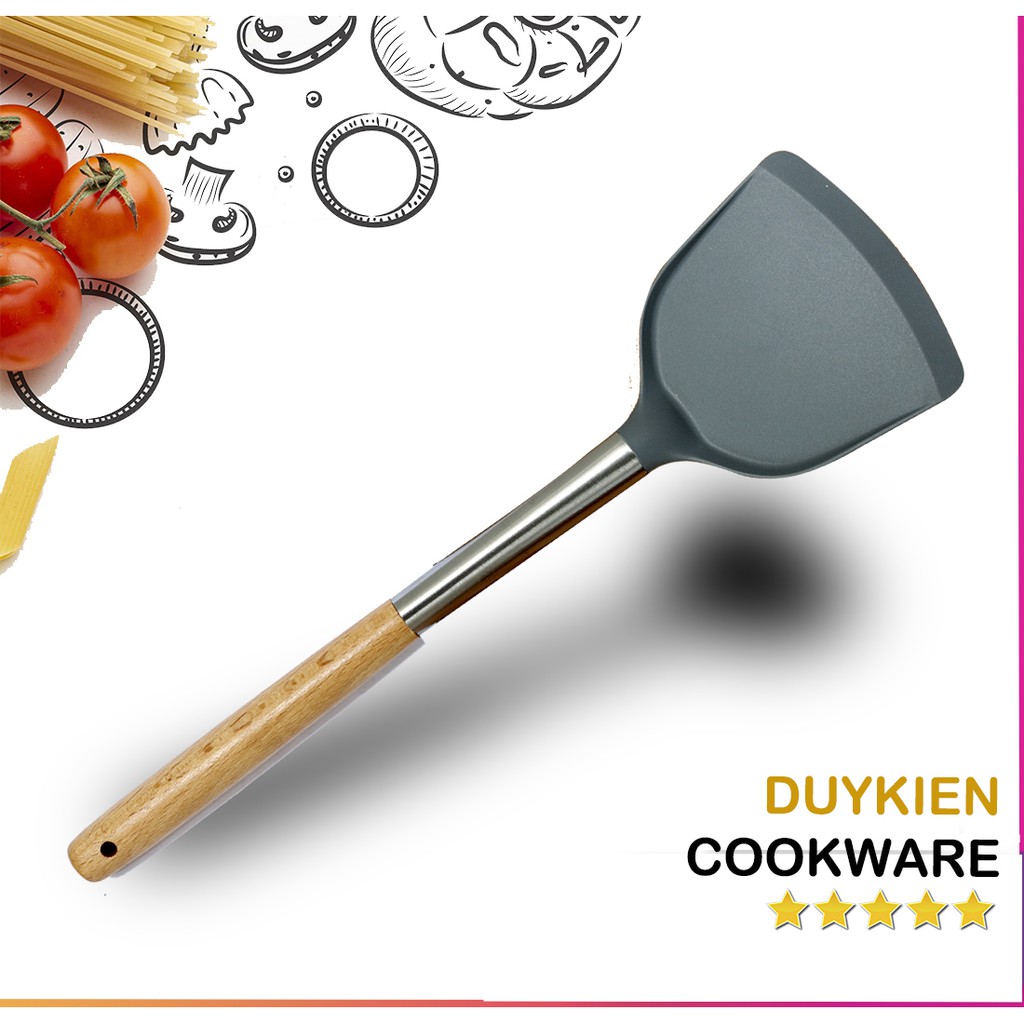Xẻng Lật, Sạn Chiên Xào Silicon Chịu Nhiệt Bảo Vệ Bề Mặt Chảo Chống Dính, An Toàn Sức Khỏe Gia Đình Bạn