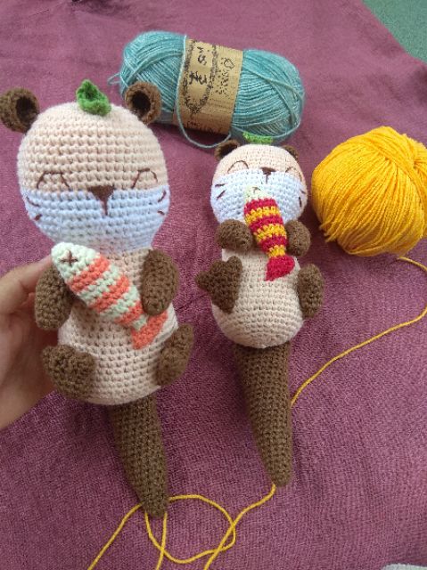 Gấu bông len an toàn cho bé - Rái cá Lulu ♥️ ( thú len handmade)