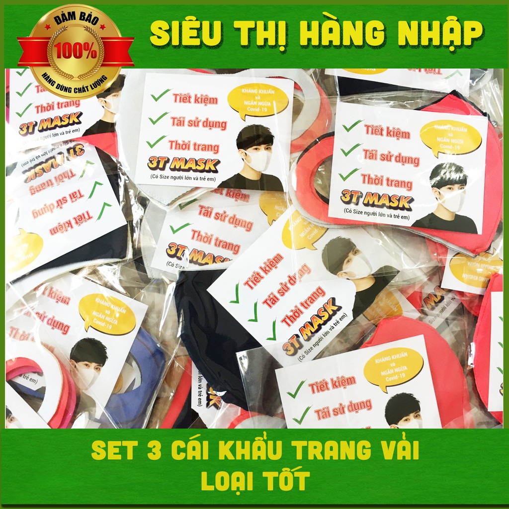 Set 3 khẩu trang vải kháng khuẩn người lớn & em bé | BigBuy360 - bigbuy360.vn