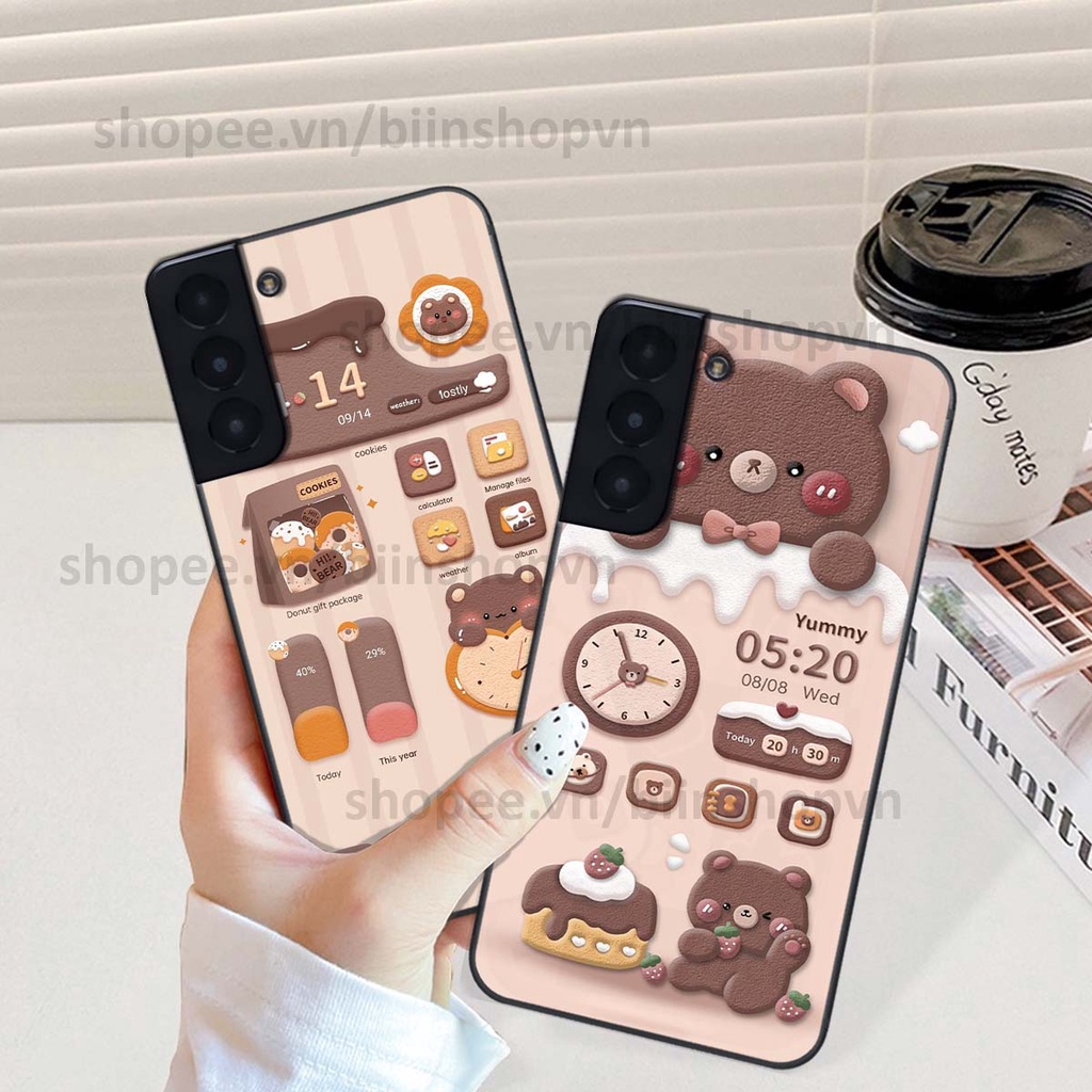 Ốp Samsung S21 / S21 FE / S21 Plus / S21+ in 3D icon gấu nổi siêu xinh, siêu đáng yêu, cá tính phong cách