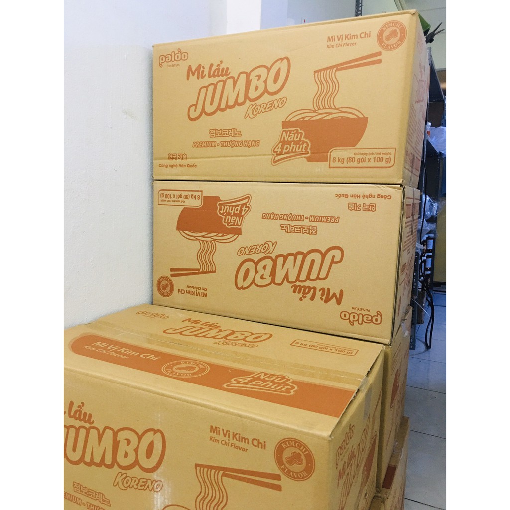 Mì lẩu jumbo vị bò cay , vị kim chi - 80 Gói/thùng