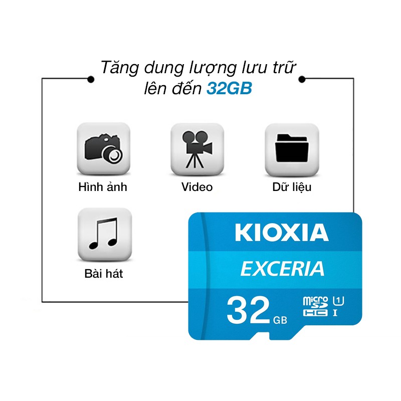 Thẻ nhớ micro SDHC 32GB KIOXIA (TOSHIBA đổi tên) Exceria tốc độ upto 100MB/s - Hàng FPT phân phối bảo hành 5 năm