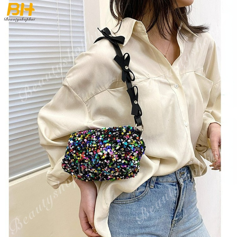 Túi Xách Đeo Vai / Kẹp Nách Đính Kim Sa Nhiều Màu Mới 2022 Cho Nữ