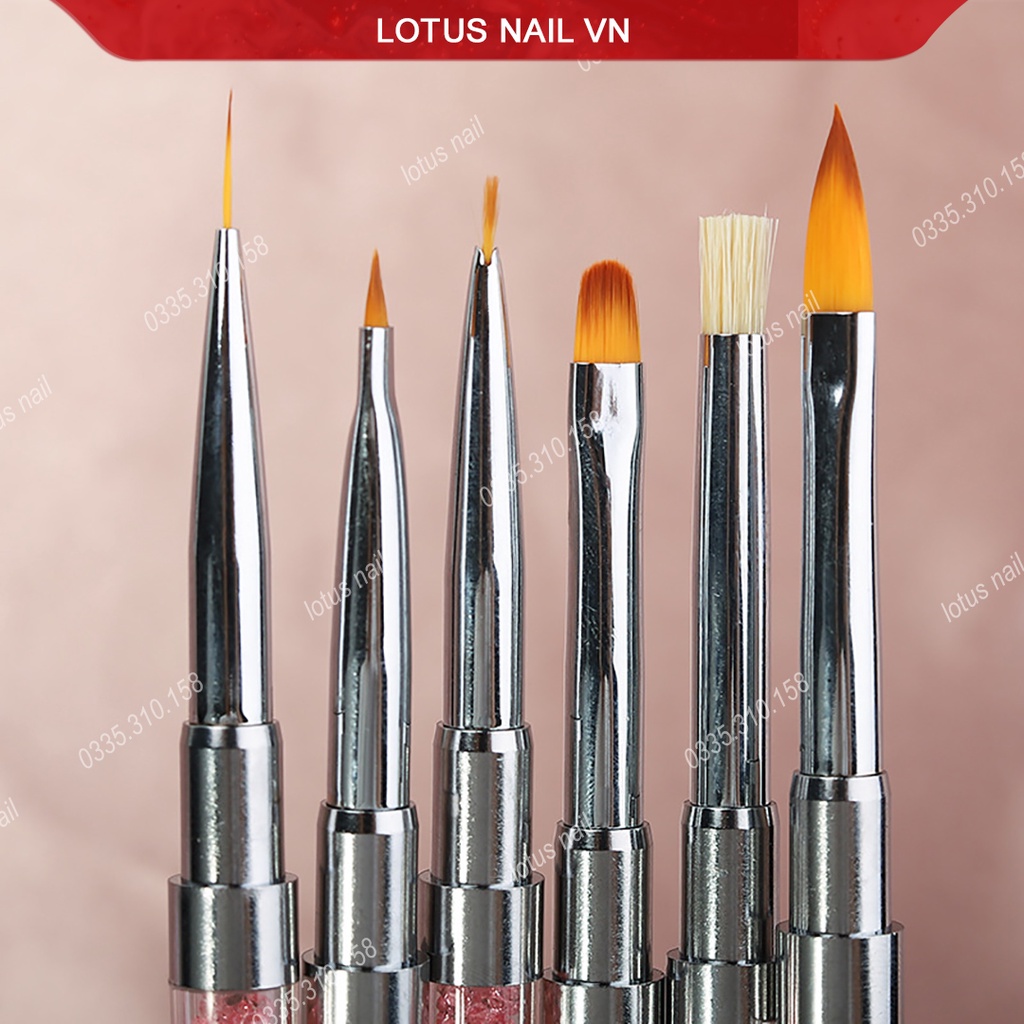 Cọ vẽ nail 2 đầu cán đá cao cấp tiện lợi lông chồn mềm mượt