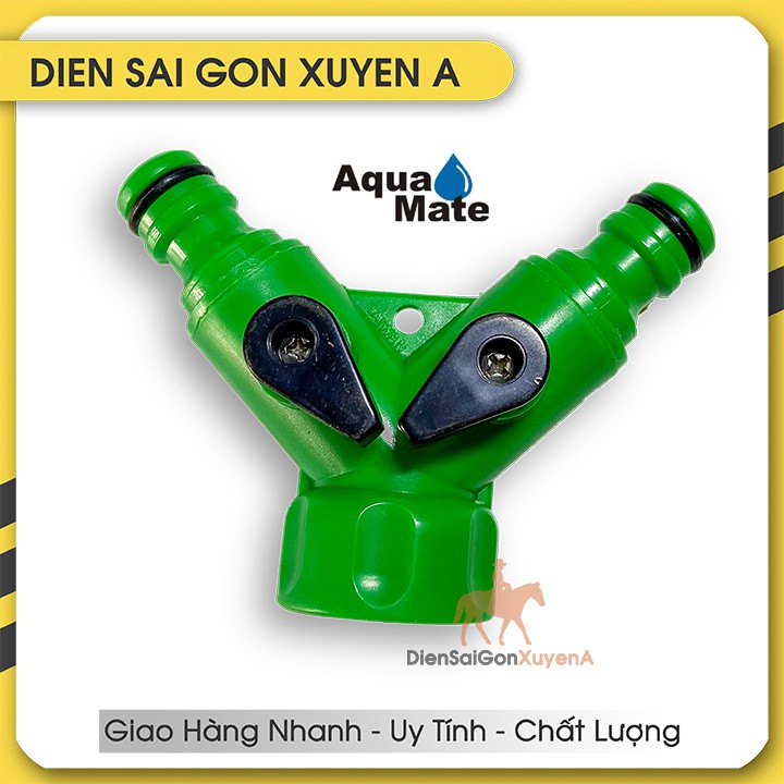 Đầu nối ống nước chia 2 ngã có van đóng mở W-3270 AquaMate Đài Loan