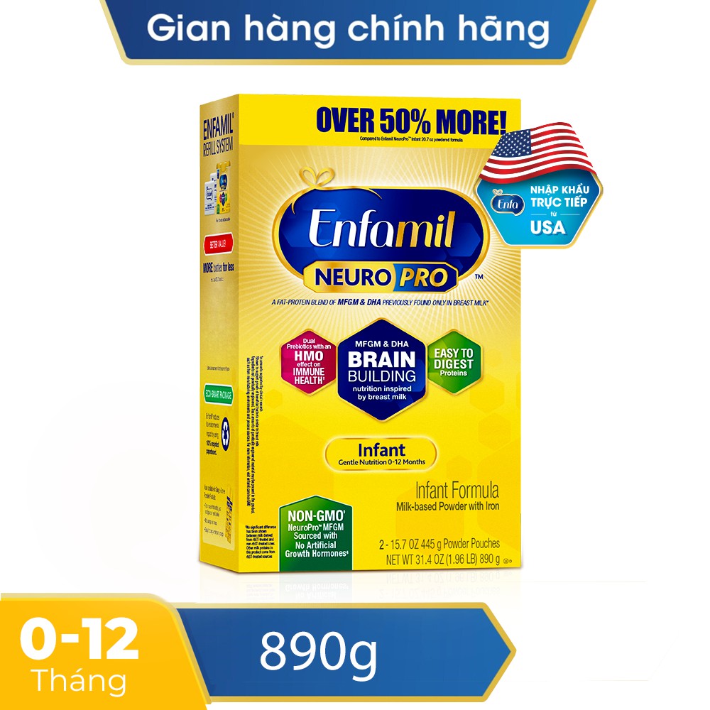 Sản phẩm dinh dưỡng công thức Enfamil NeuroPro Infant Formula 890g (Dành cho trẻ 0 – 12 tháng tuổi)