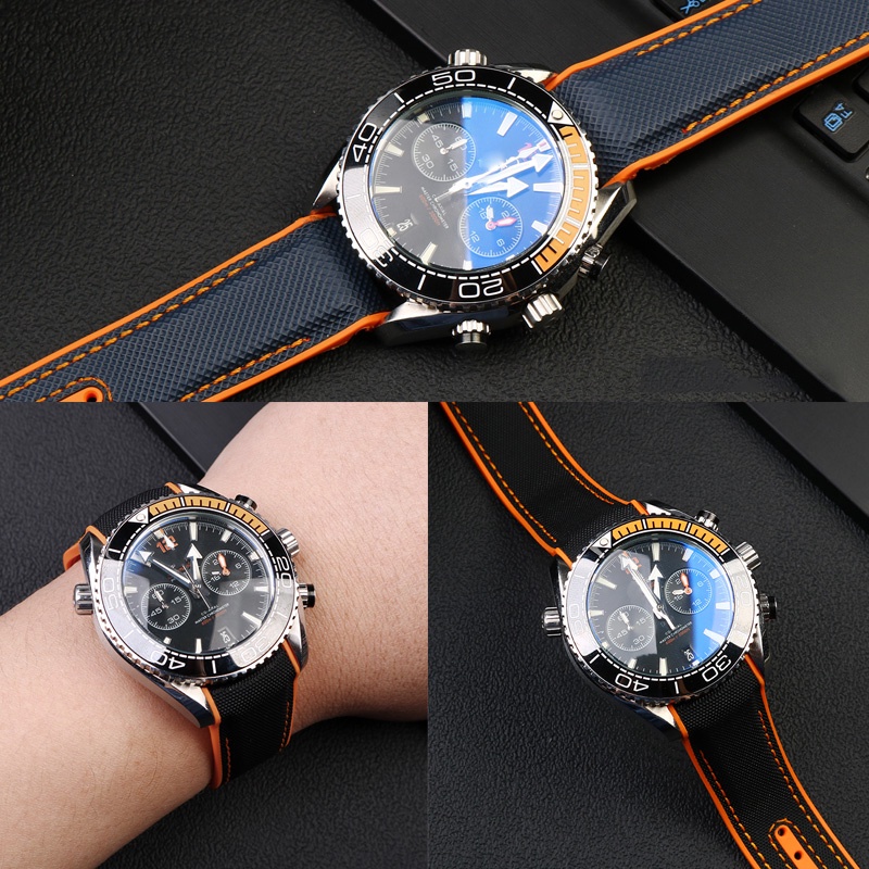 Dây Đeo Đồng Hồ Bằng Cao Su Nylon 20mm 22mm Cho Omega Seamaster 300 Ocean Speedmaster 8900 9900