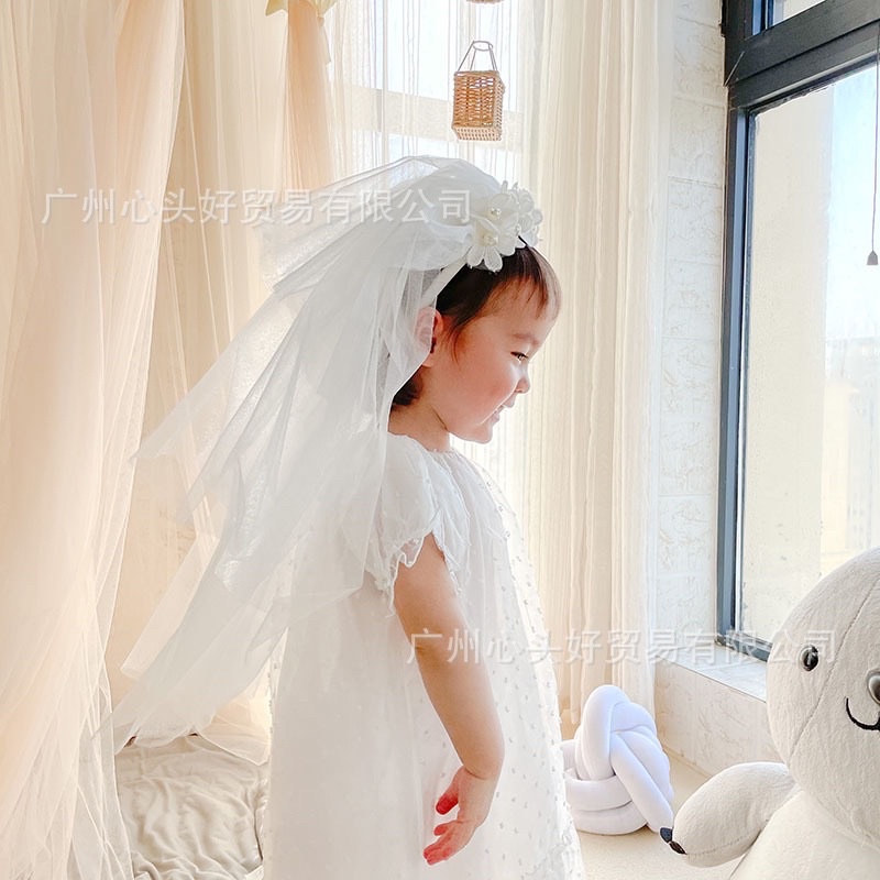 Bờm tóc hoa voan sinh nhật công chúa phong cách Hàn Quốc cho bé cực yêu, lúp cô dâu