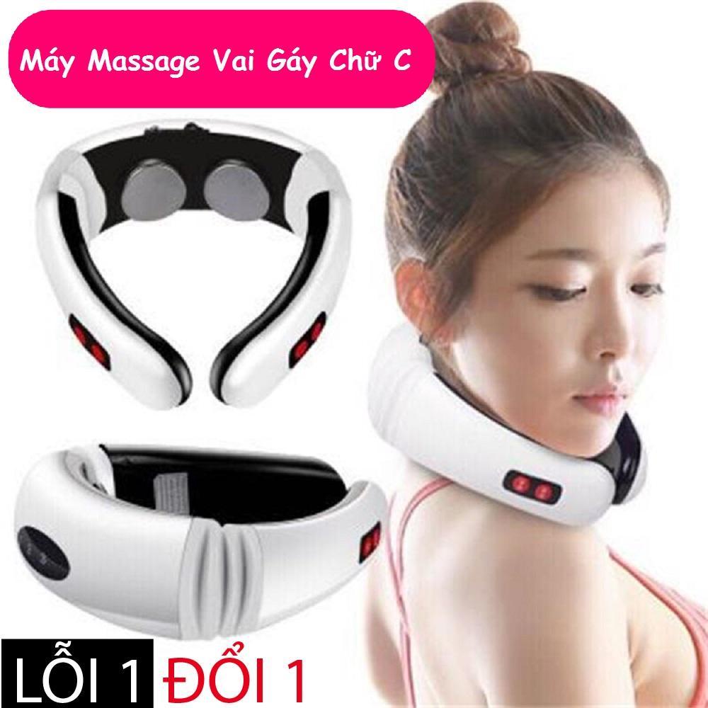 Máy Massage Cổ Vai Gáy chữ C-Cảm Ứng Xung Điện Từ tích hợp 2 in 1 Rung Từ Trường &amp; Hiệu ứng Xung Điện Máy