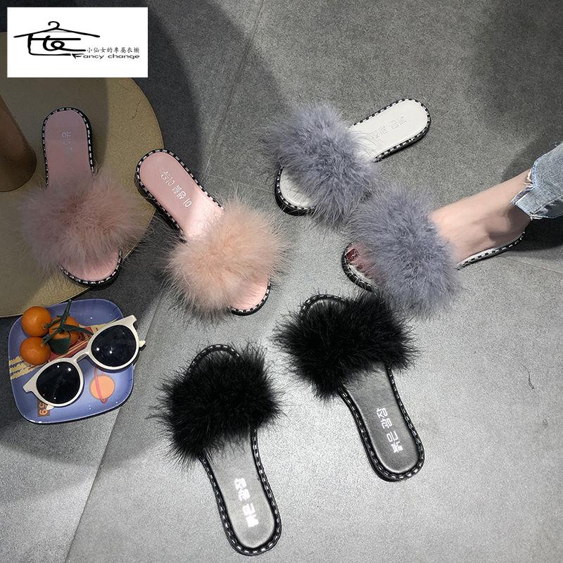 Dép Lông Vũ Hở Ngón Chống Trượt Thời Trang Mùa Hè Mới~2022