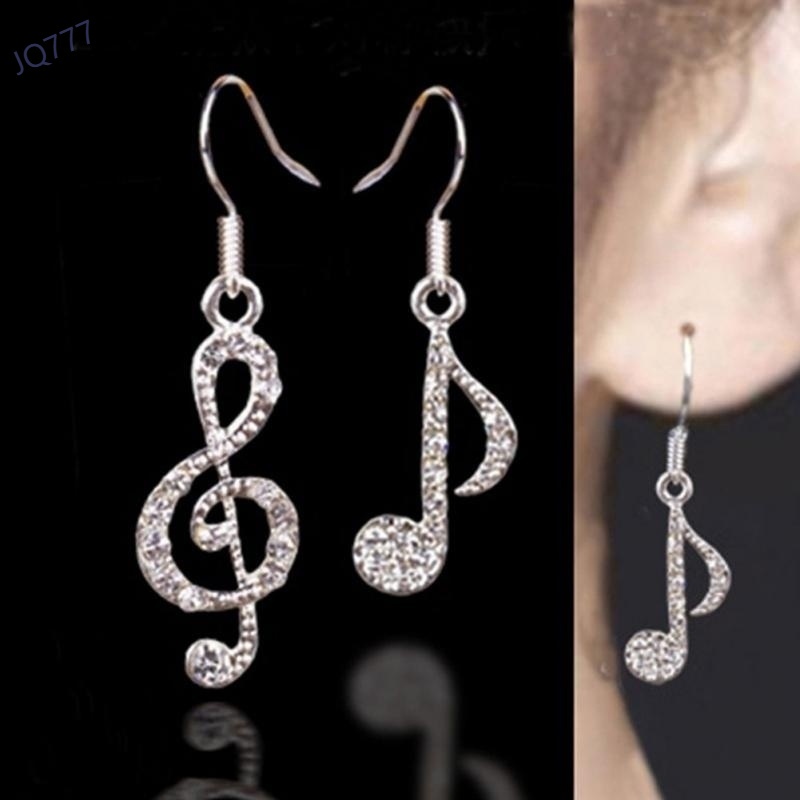 1 Đôi Bông Tai Hình Nốt Nhạc Đính Pha Lê Dễ Thương Cho Nữ