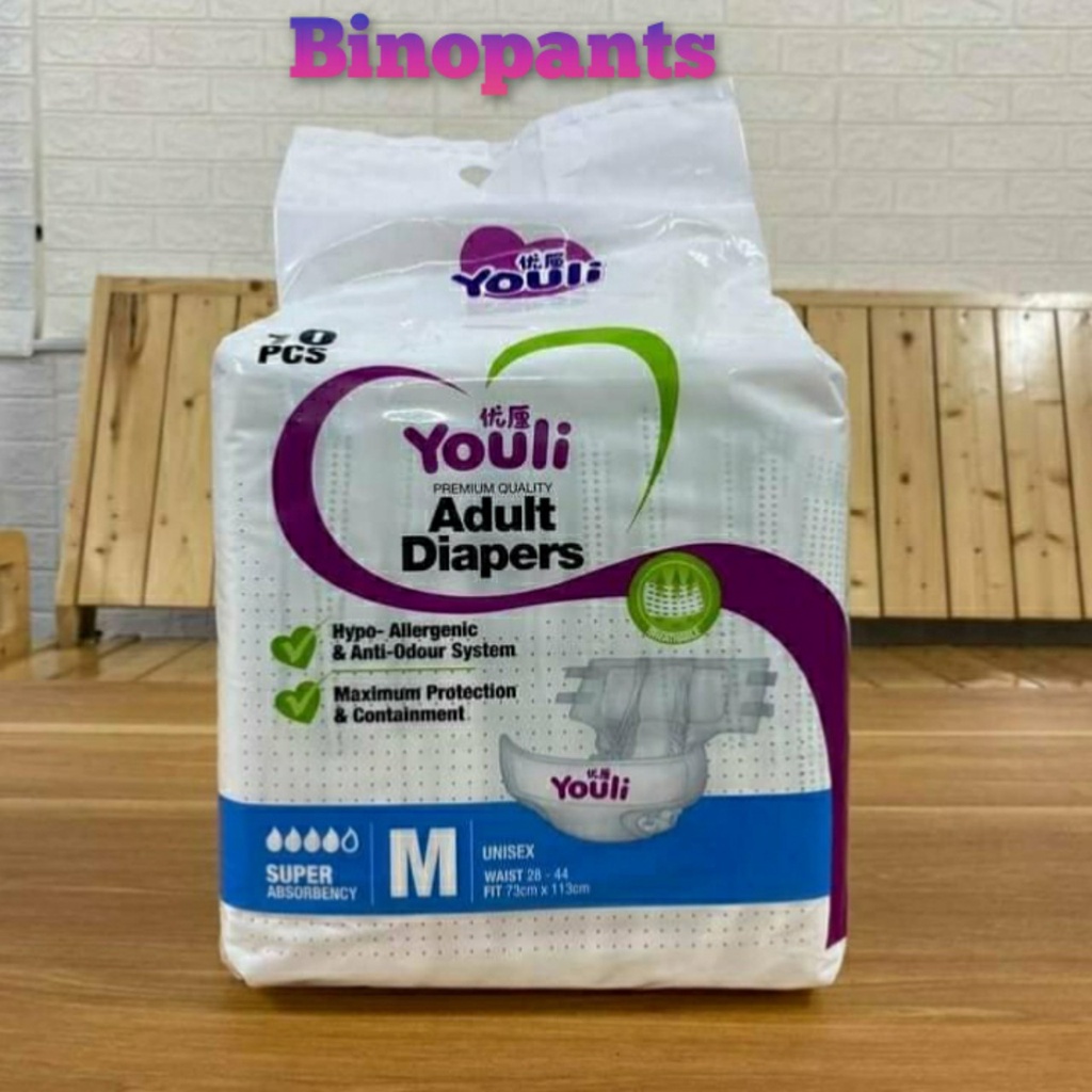 Tã dán người lớn YOULI size M10 (70-100cm) , L10 ( 100-139cm ) , XL10 ( 125-165cm )