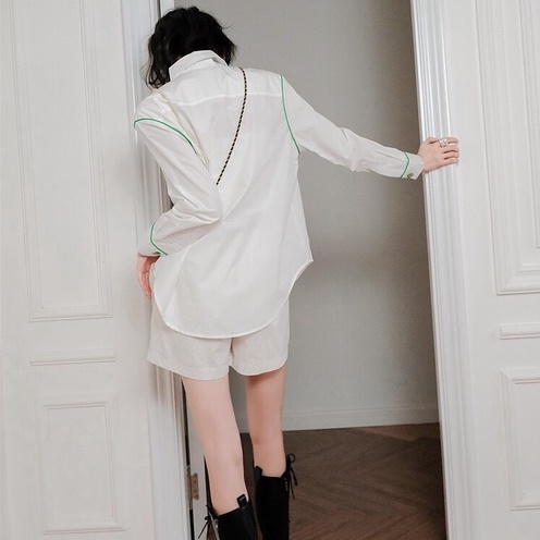 Áo Sơ Mi Mushroom Lee - Hàng Nút Vuông Line Green