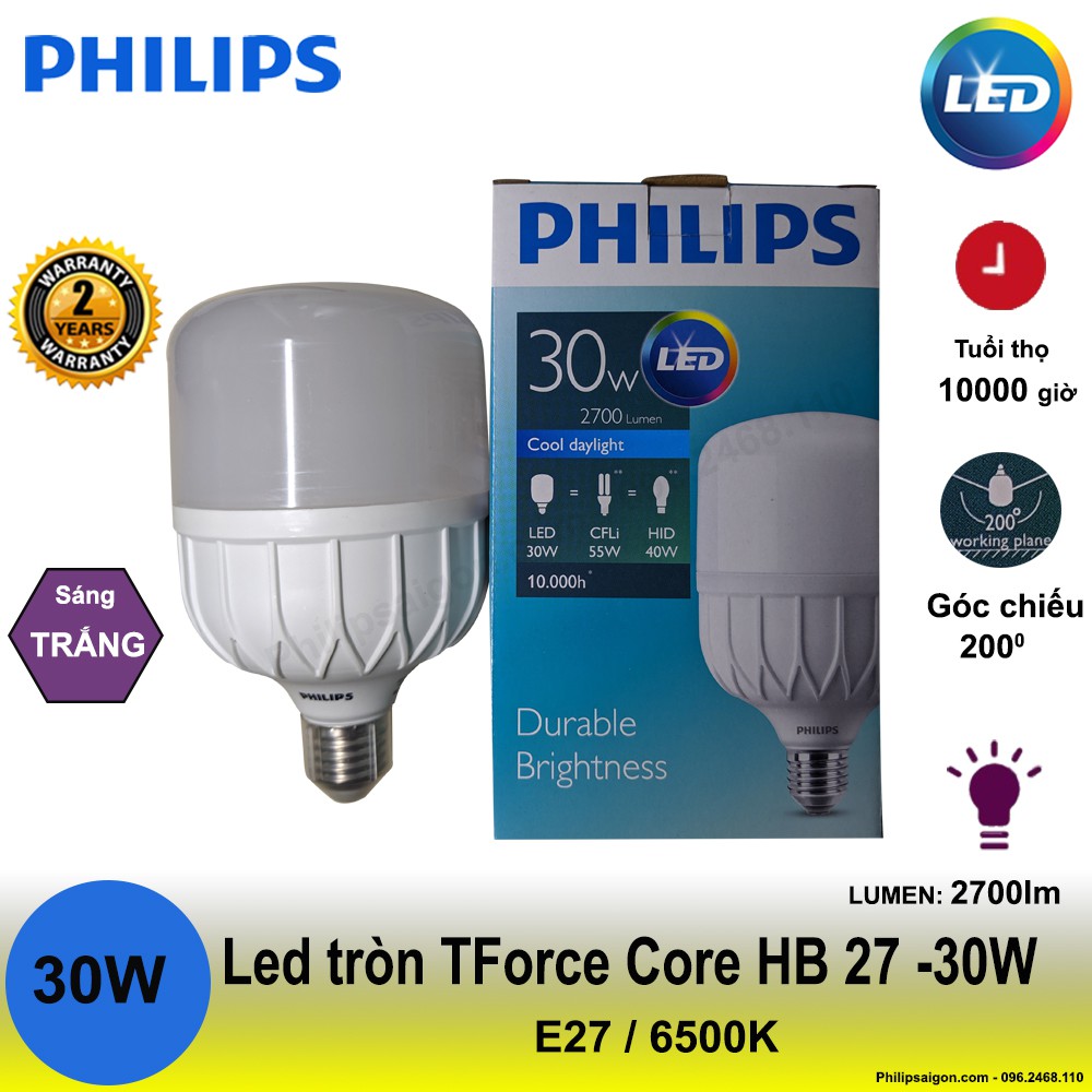 Bóng đèn Led trụ Philips 30W E27 - siêu sáng 2700lm- bảo hành 24 tháng- mua sỉ