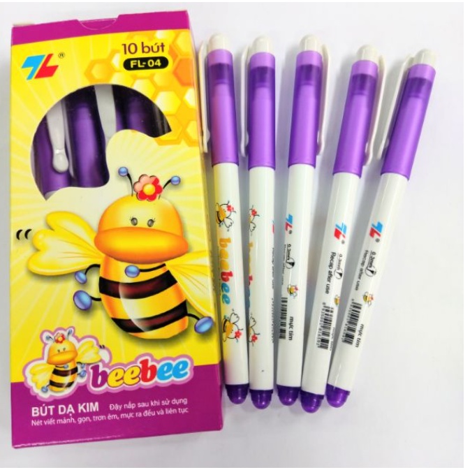 Bút bebe dạ kim màu tím (hộp 10 chiếc)