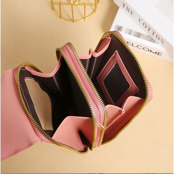 Túi đeo chéo nữ đựng điện thoại hai khóa đai dọc cao cấp BAG U DKO195