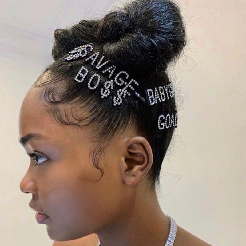 Kẹp Tóc Kim Loại Chữ Cái Đính Đá Sang Trọng