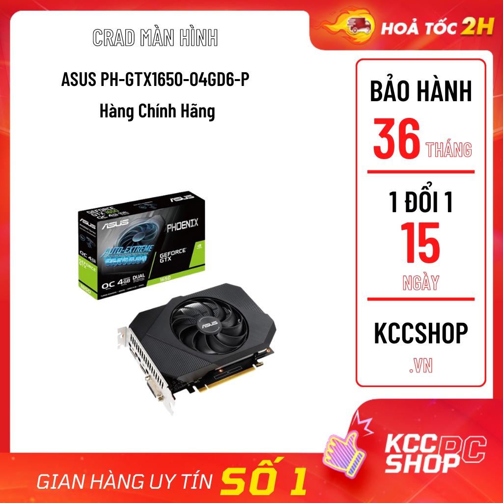 Card màn hình Asus PH-GTX1650-O4GD6-P (4GB GDDR6, 128-bit, DVI+HDMI+DP)