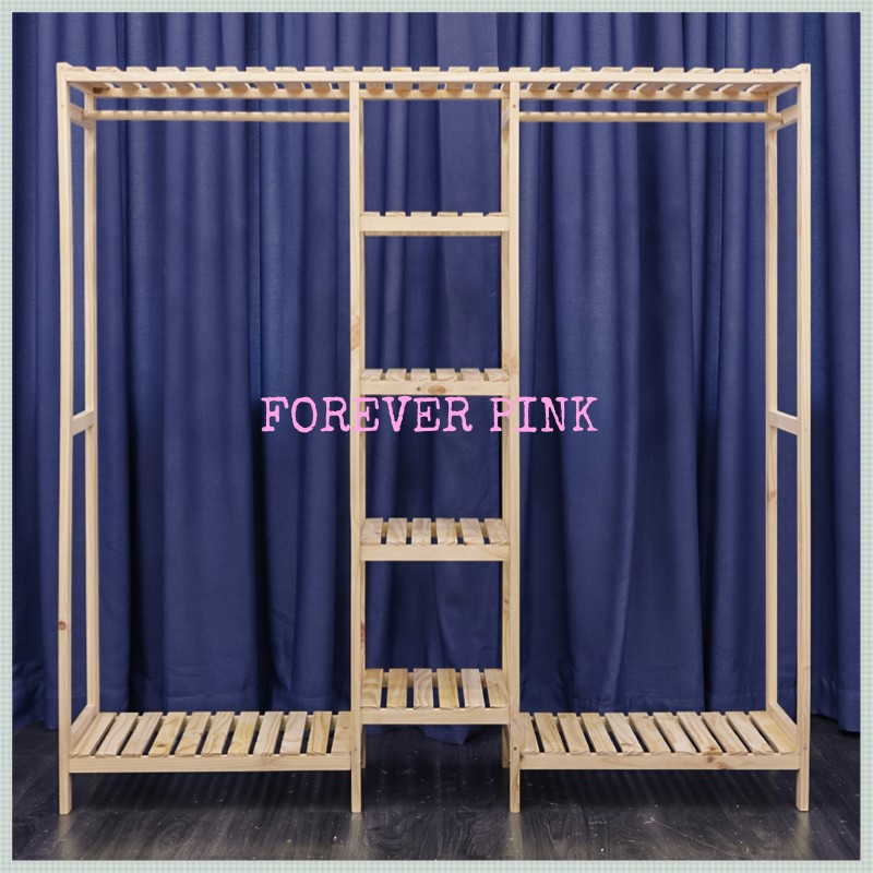 {Giá Xưởng} Tủ Quần Áo Đôi Gỗ Thông Mỹ - Tủ Treo Quần Áo Gỗ Kiểu Hàn  - Bảo Hành 1 năm - Forever Pink