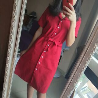 (Thanh lý nghỉ bán) Váy cúc dài màu đỏ