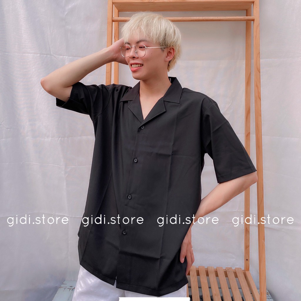 Áo sơ mi cổ VEST tay lỡ Nam Nữ Unisex  vải lụa form rộng không nhăn