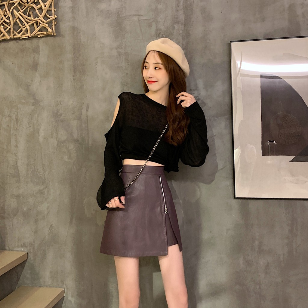 Xiaozhainv Chân Váy Chữ A Lưng Cao Phối Khóa Kéo Xinh Xắn Thời Trang Phong Cách Hàn Quốc | BigBuy360 - bigbuy360.vn