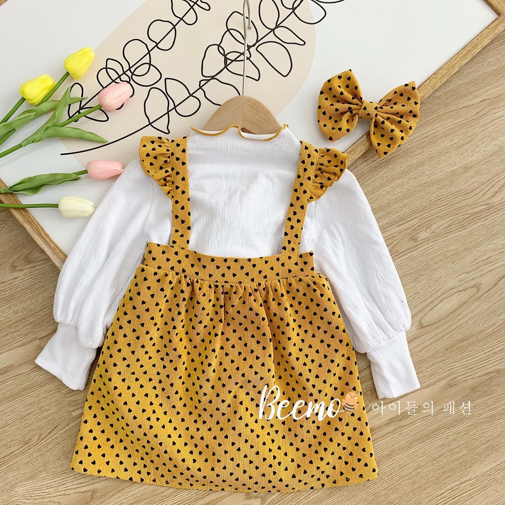 (12-23kg)Set váy Beemo nhung tăm chấm bi 3 chi tiết siêu cute cho bé gái hàng CHÍNH HÃNG(ảnh thật)