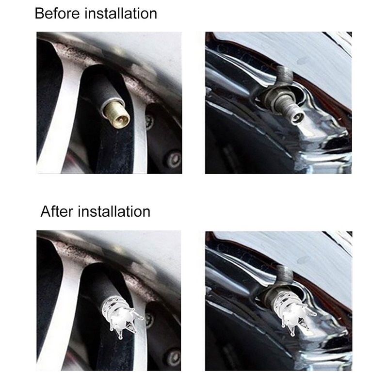 Bộ 4 Nắp Van Bánh Xe Chống Rò Rỉ Kích Thước Nhỏ Gọn Trang Trí Xe Máy Xe Đạp