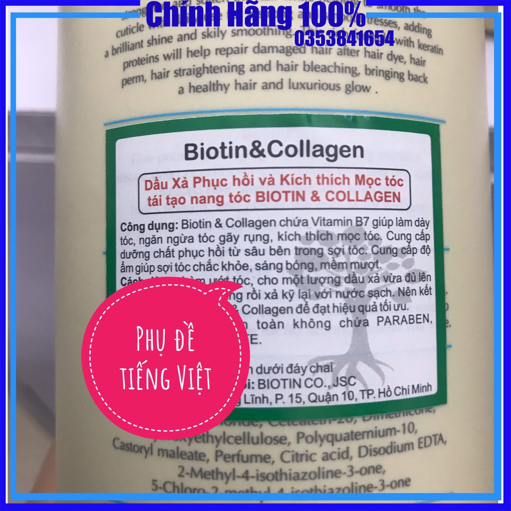 Dầu gội biotin collagen trắng dầu gội  biotin collagen ngăn rụng tóc cho nam nữ dầu cặp đủ size 500ml 1000ml, DG01