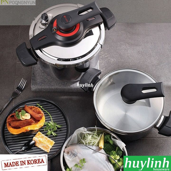 Bộ 2 nồi áp suất Inox đáy từ PoongNyun VGPC2-SET - 3.5 - 5.5 lít - made in hàn quốc