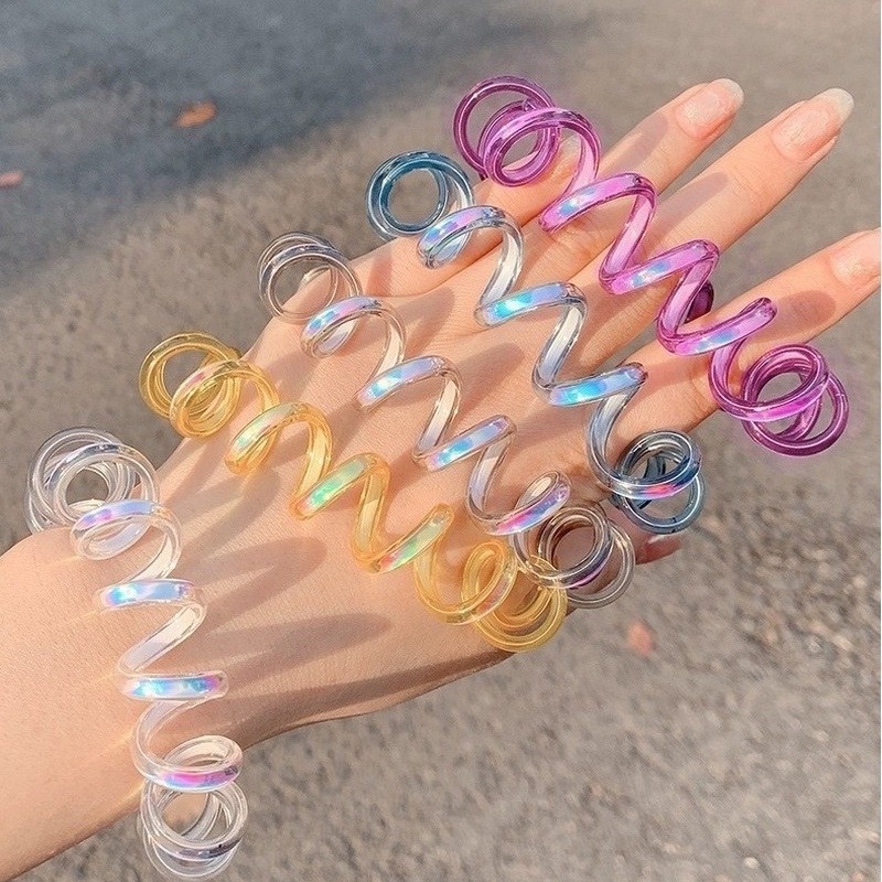 Dây Cột Tóc Lò Xo Co Giãn Nhiều Màu Không Để Lại Dấu Vết