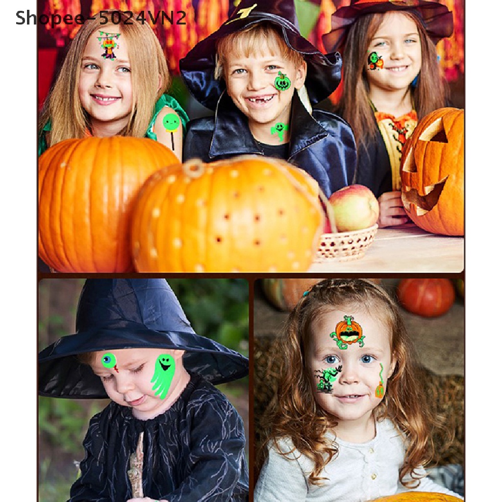 Set 10 Hình Xăm Dán Dạ Quang Chống Nước Chủ Đề Halloween