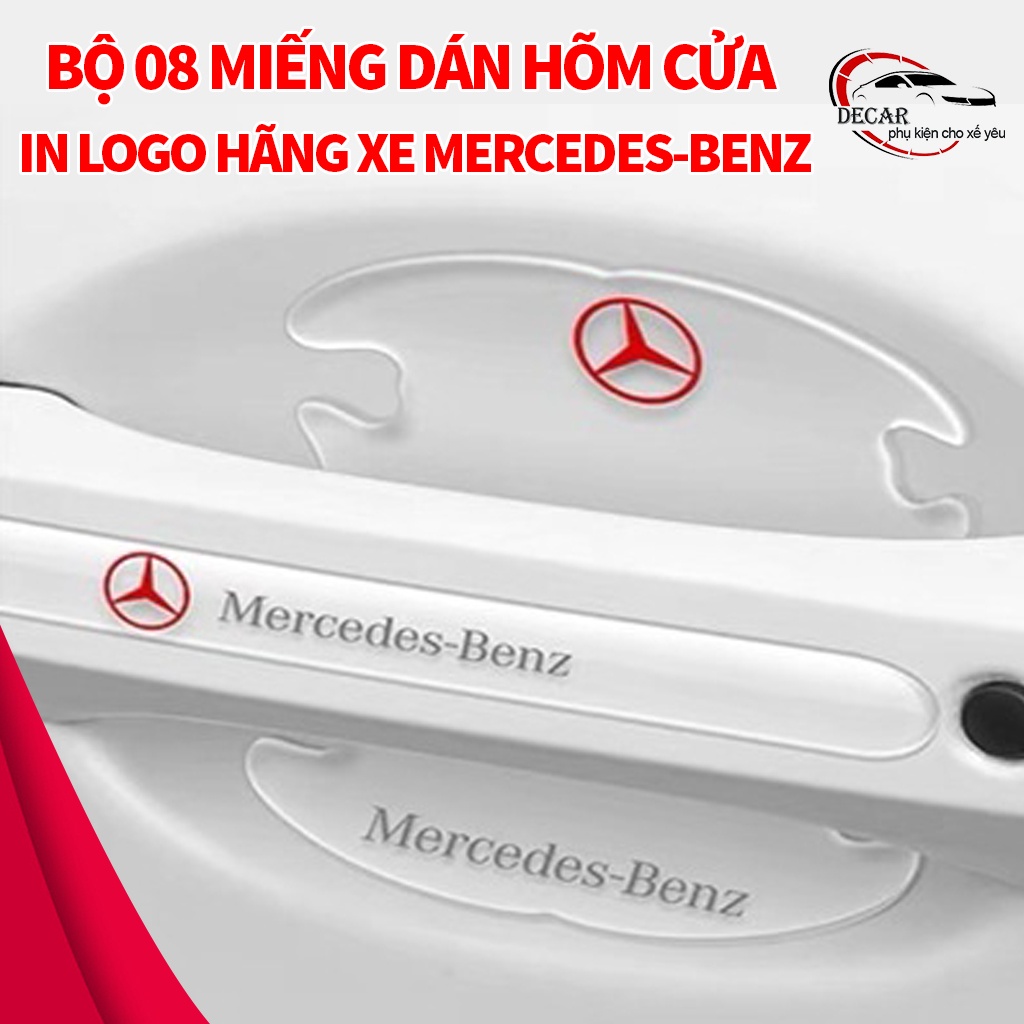 [MERCEDES] Bộ 10 miếng dán chống xước hõm cửa xe mercedes-benz silicon cao cấp , miếng dán cửa xe, ốp lõm tay nắm