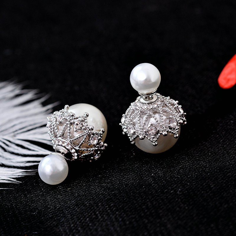 Bông tai ngọc viền đá sang chảnh - B503 + B1394