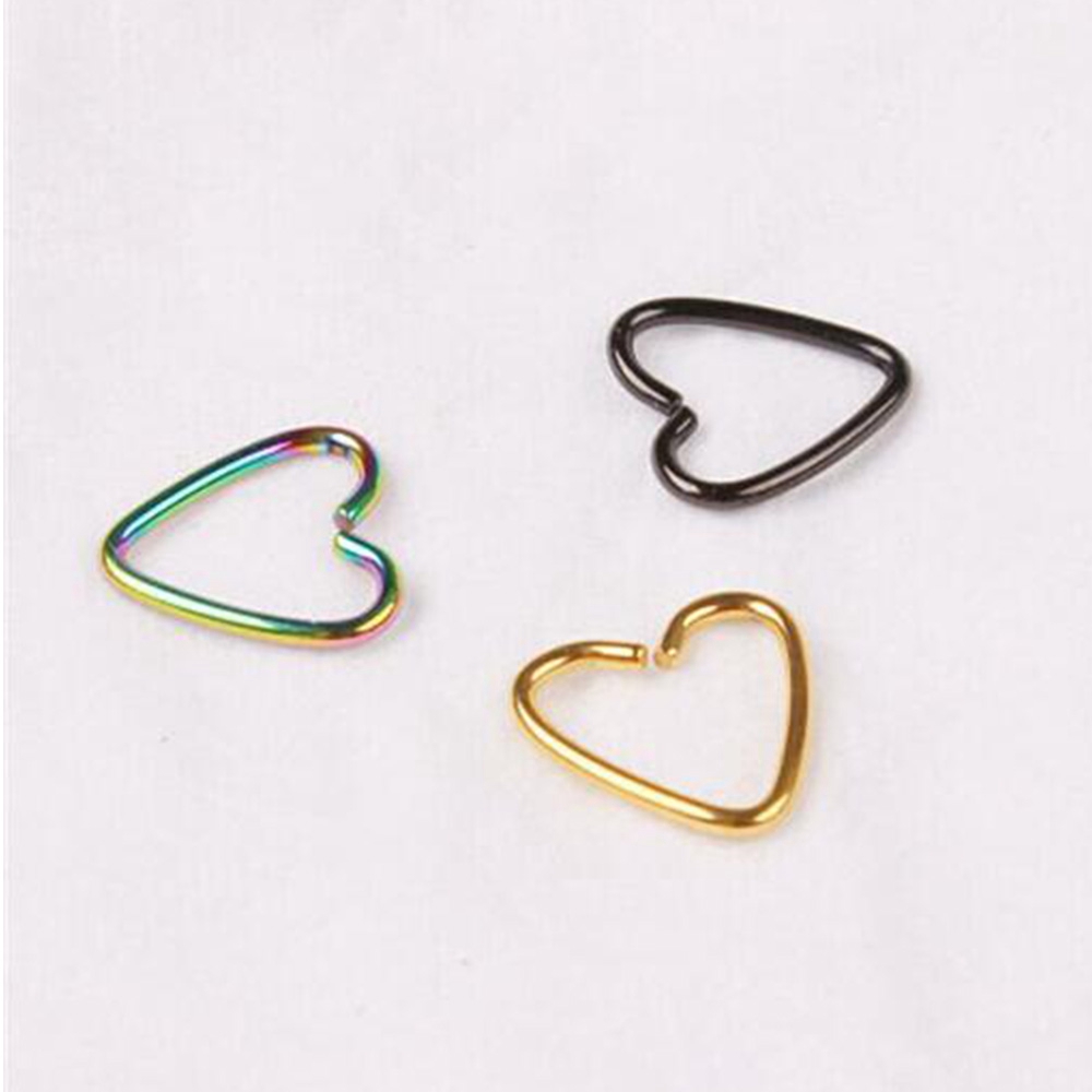 MXGOODS Love Colorful Surgical Steel Ear Piercing Heart Ring Earring