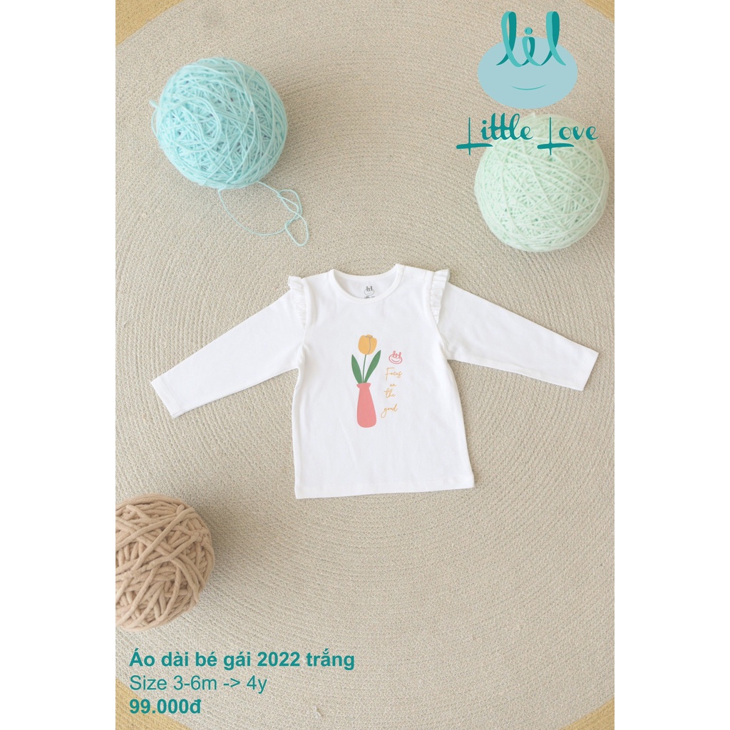 [Mã BMTTC60K giảm đến 60K đơn 50K] Áo dài tay cotton in hình tay bèo cho bé gái từ 3m đến 4y little love (LA08)