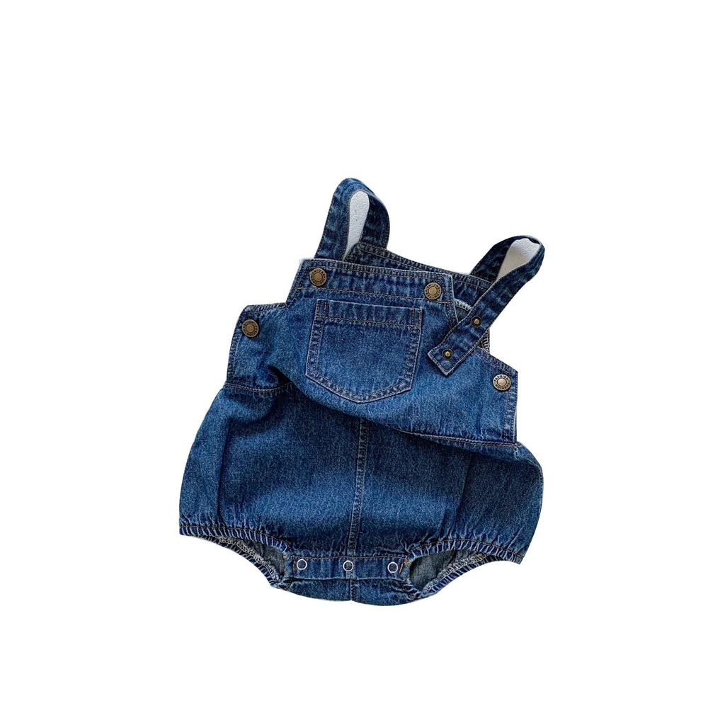 Bộ Áo Liền Quần Vải Denim Cotton Thời Trang Xuân Hè Cho Bé 0-3 Tuổi
