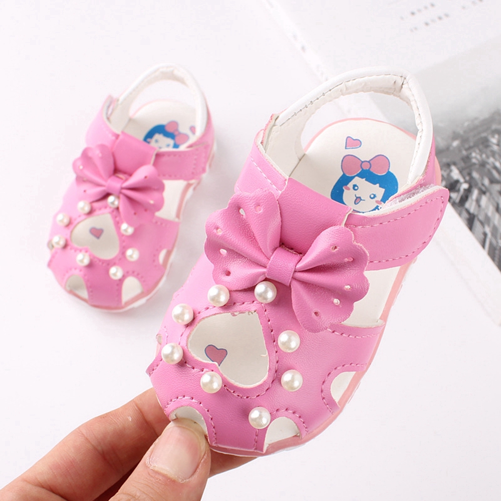 0-4 Years Newborn LED Shoes White Pearl Baby Sandals Hollow Love Girls Infant Toddler Shoes Sandals