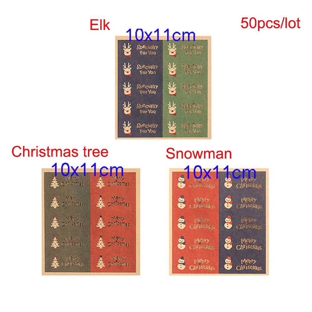 Set 50 nhãn dán trang trí hộp quà thủ công DIY họa tiết Giáng sinh độc đáo