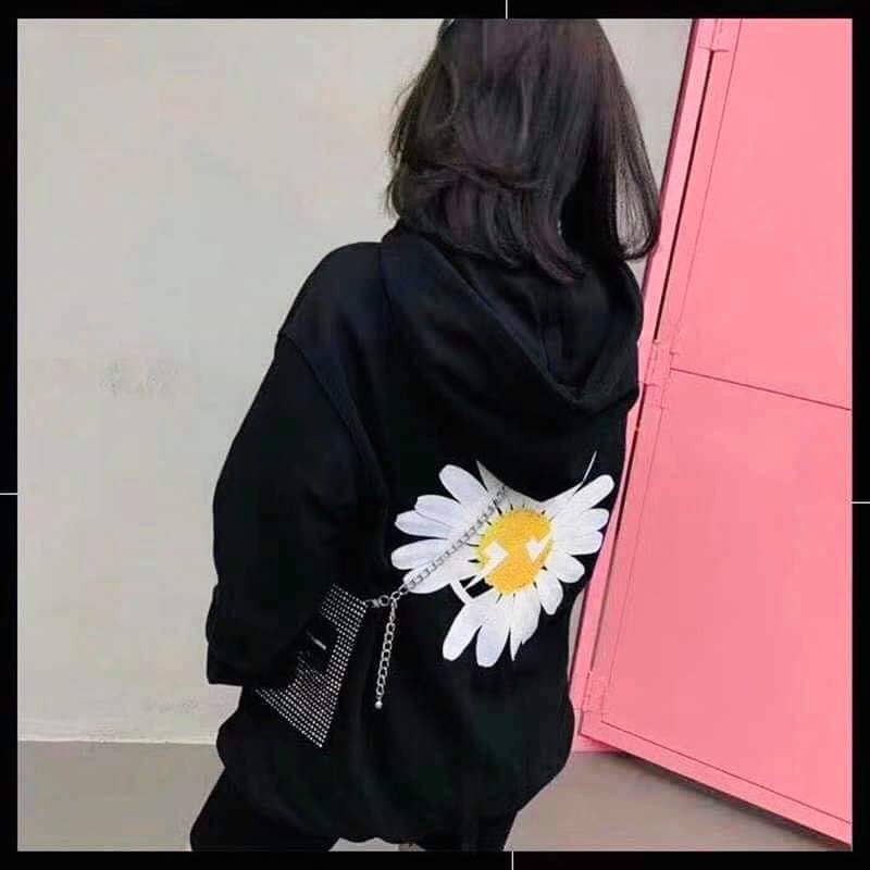 ÁO HOODIE form rộng HOA CÚC G-DRAGON unisex - Áo hoodie nam nữ vải thun nỉ bông đẹp mùa đông Tết 2020