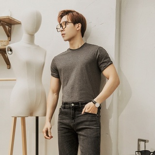 Áo Phông Cộc Tay Nam CEFFYLO Màu Xám Chất Cotton Phong Cách Basic