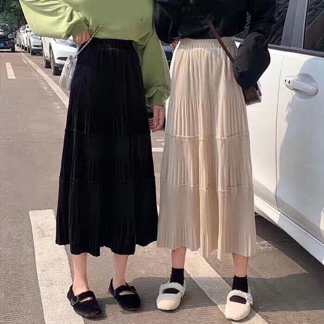 [ ORDER ] - Chân váy tầng xếp li nhung | BigBuy360 - bigbuy360.vn
