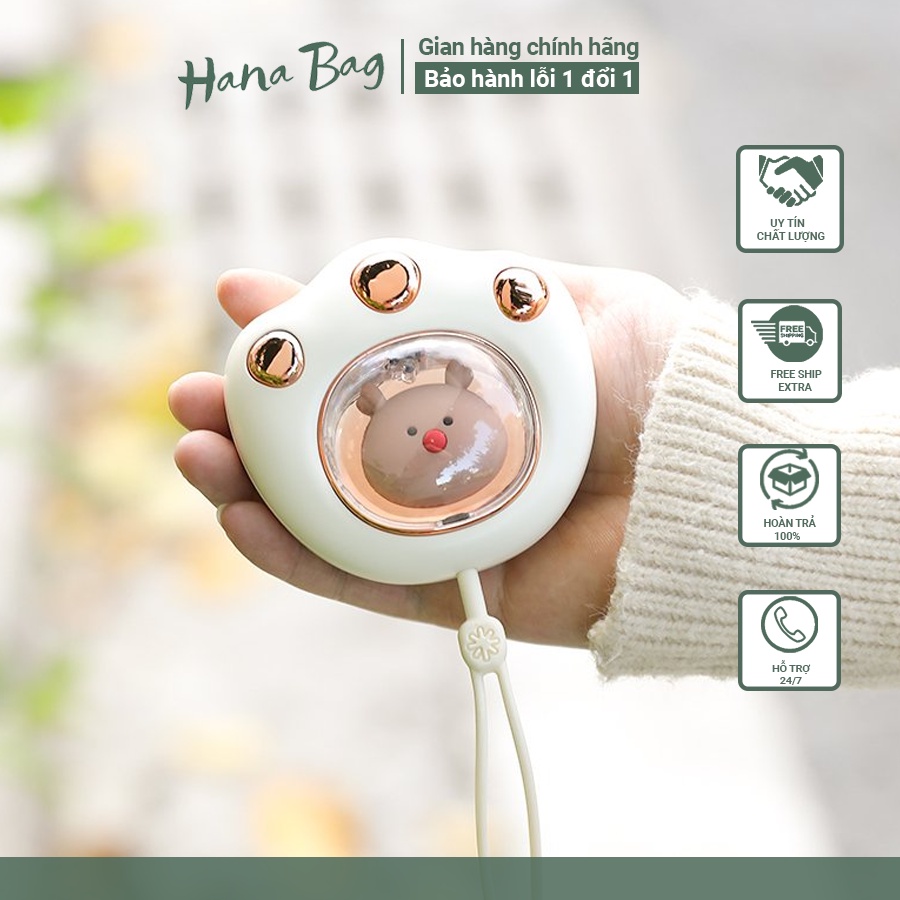 Máy sưởi cầm tay mini, máy sưởi mini cầm tay hình chân mèo thông minh, có sạc kèm theo