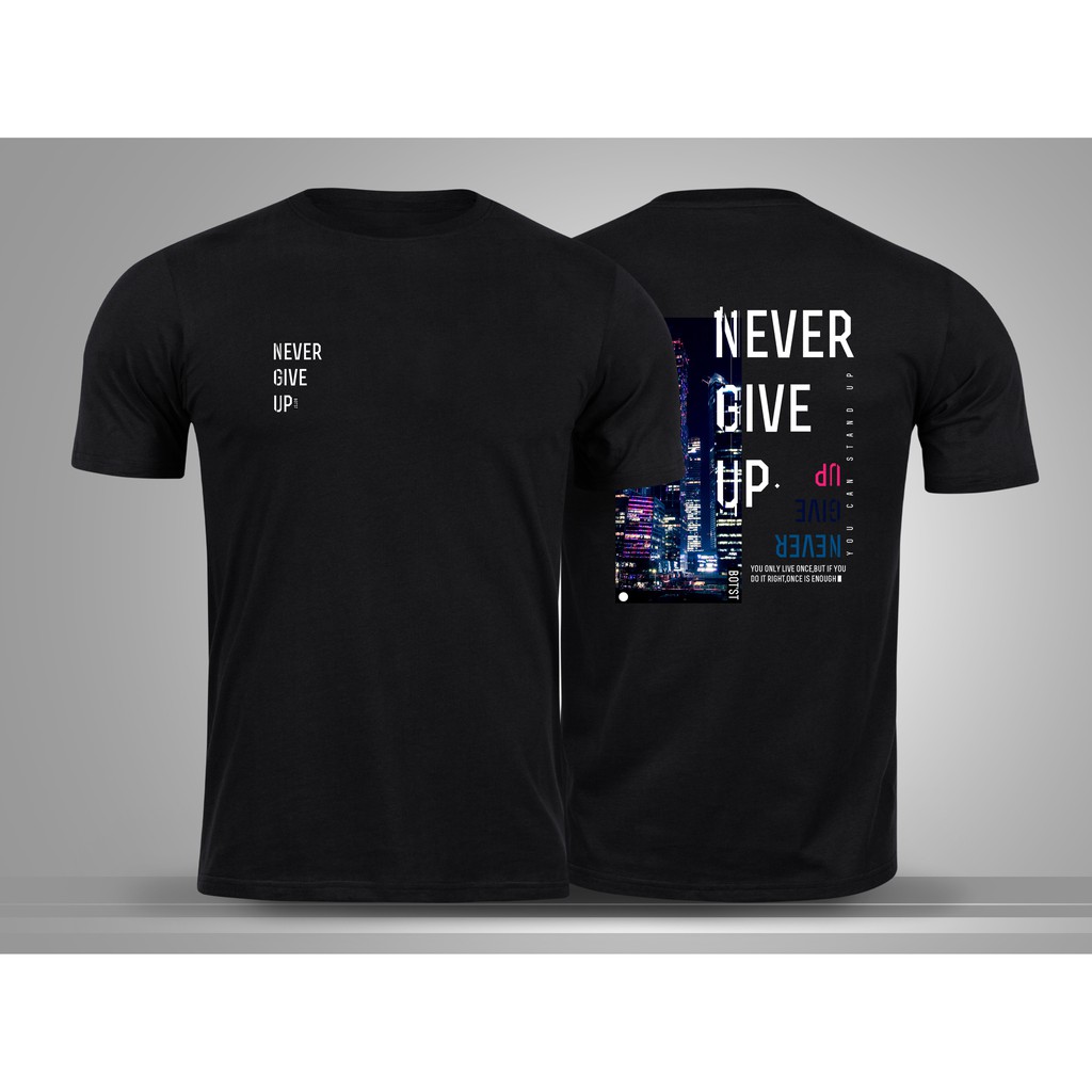 BOT'st ►Áo thun "NEVER GIVE UP"◄, áo thun form rộng tay lỡ, unisex NAM NỮ