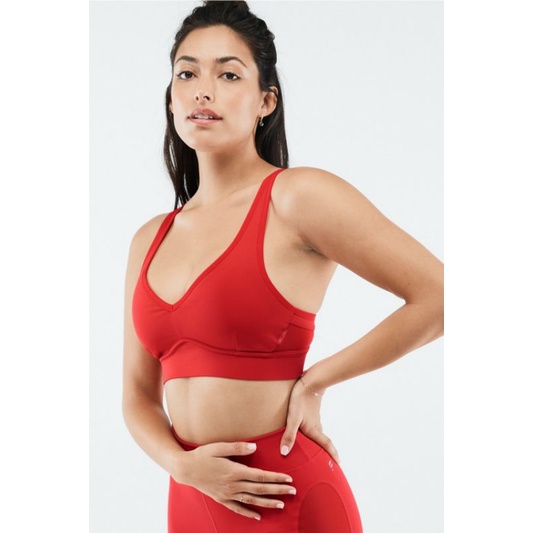 Áo sport bra đỏ cổ V màu đỏ Fabletics BA2146858 gài sau