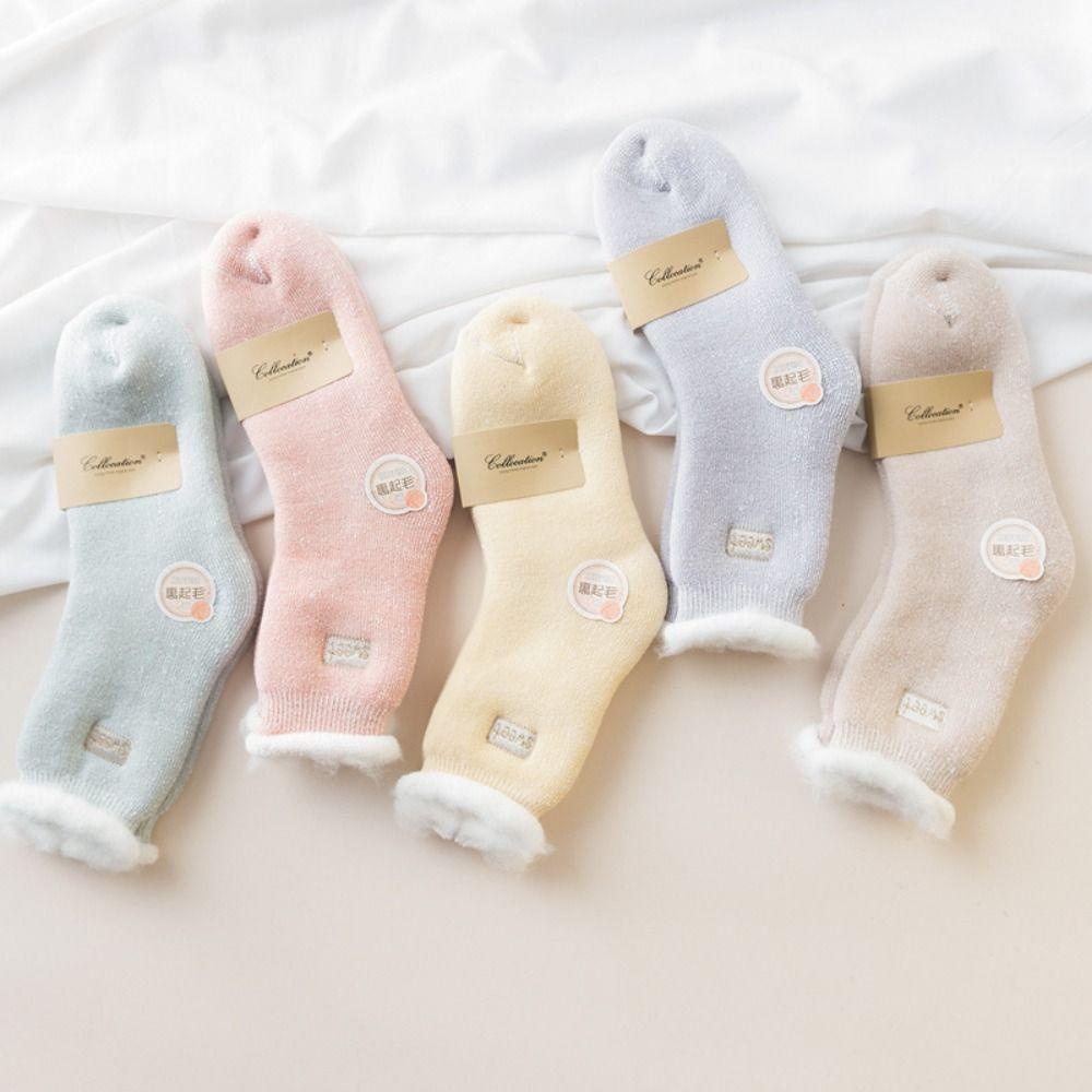 Vớ Bông Dày Giữ Ấm Màu Trơn Thoáng Khí Mùa Đông VANES1