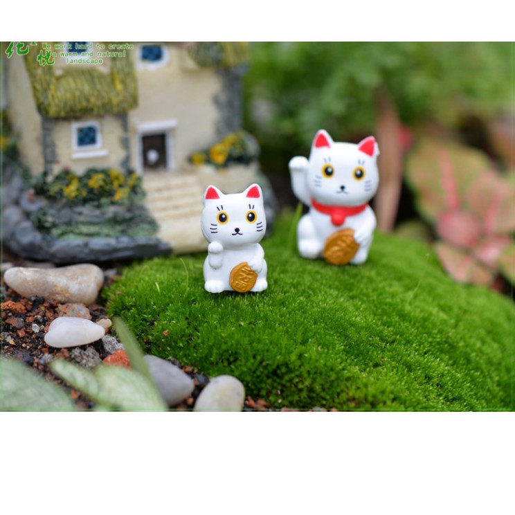 [Mã LIFE2410K giảm 10K đơn 20K] Mô hình đôi Mèo Thần Tài mini để trang trí tiểu cảnh, bonsai