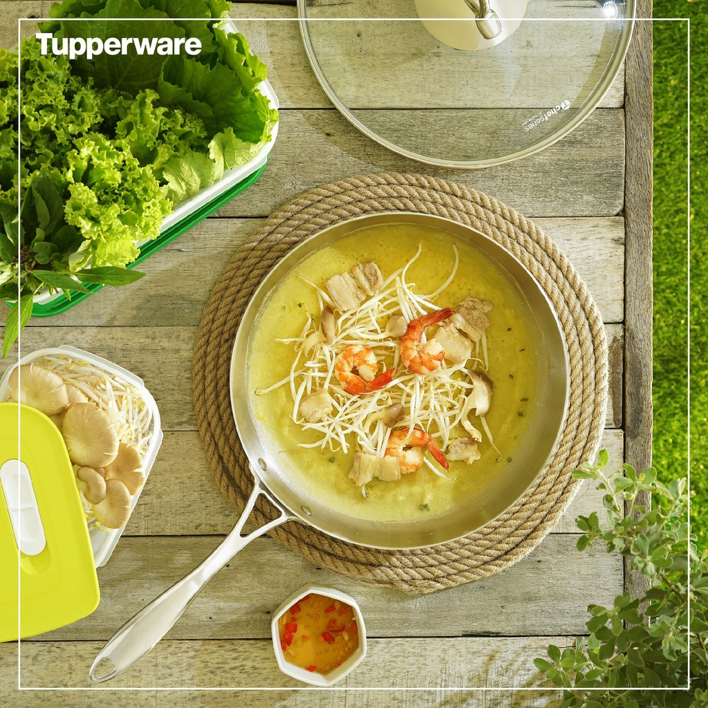 CHẢO TCHEF SERIES FRYPAN 24CM NẮP KÍNH - HÀNG CHÍNH HÃNG TUPPERWARE PHÂN PHỐI TẠI VIỆT NAM
