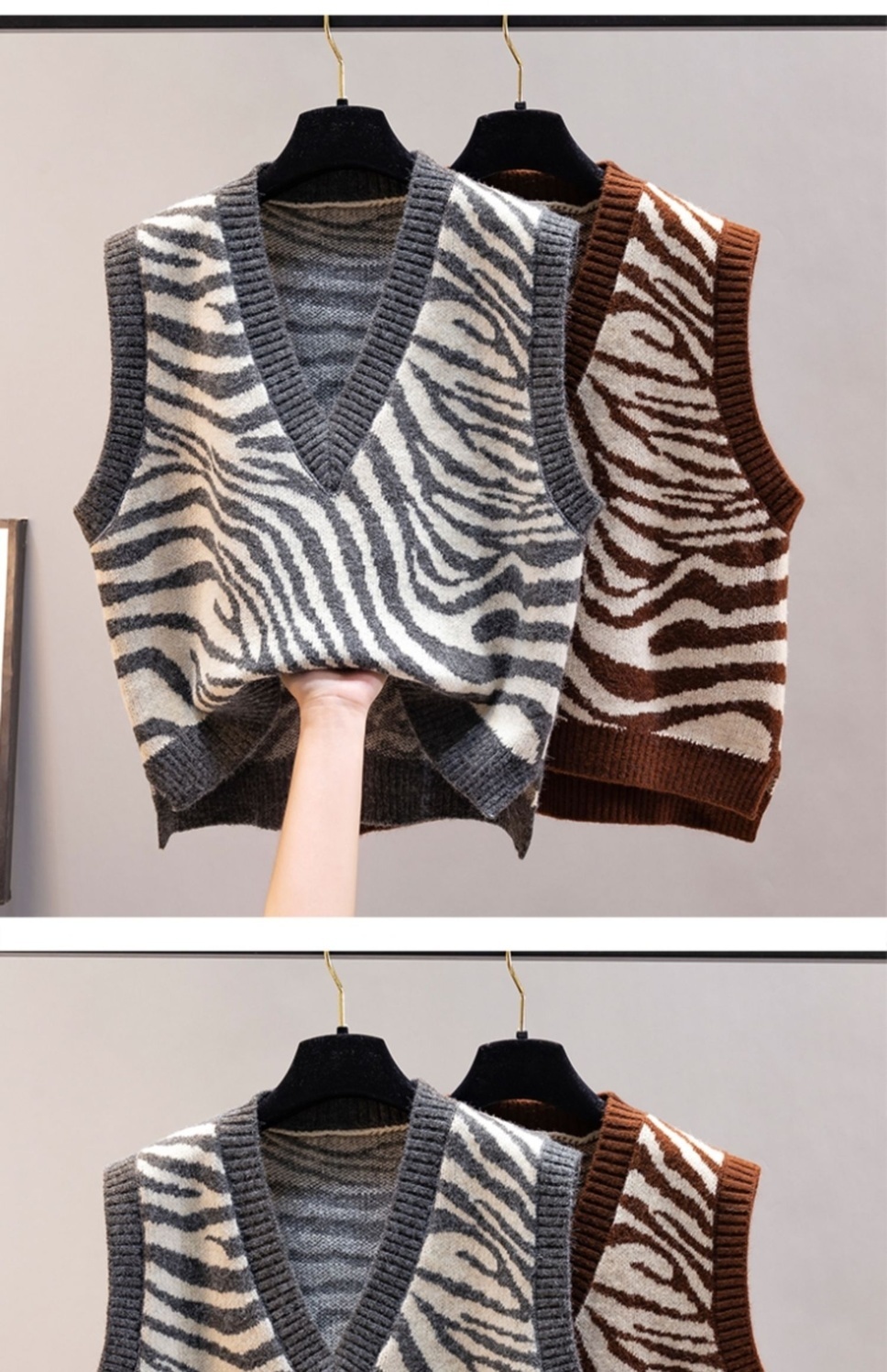 Áo khoác len dáng rộng cổ V không tay thời trang mùa thu 2021 cho nữ  | BigBuy360 - bigbuy360.vn